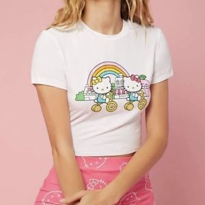 NEW SHEIN X Hello Kitty and Friends Cartoon And Rainbow Graphic Tee L/XL